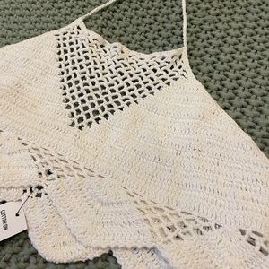 White crochet Halter tank
